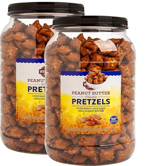 Peanut Butter Filled Pretzel Snacks, 50 Ounce Family Size Pack (2 Pack)