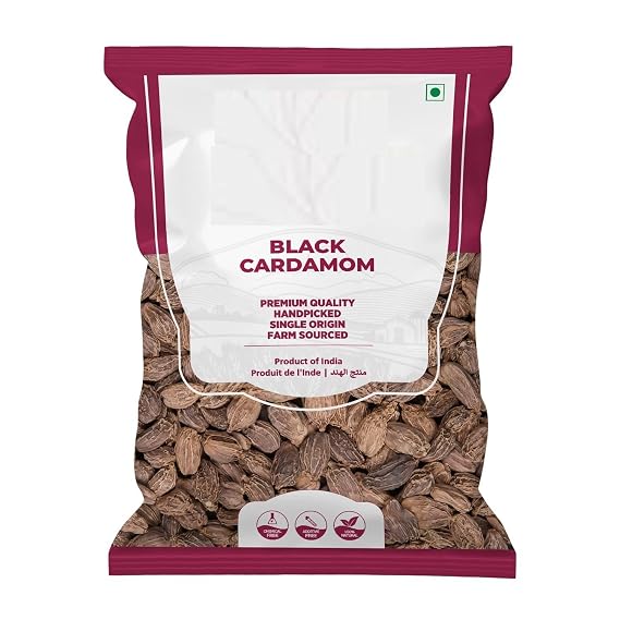 Badi Elaichi Whole 100gm Smoky & Aromatic Whole Spices Black Cardamom for Cooking