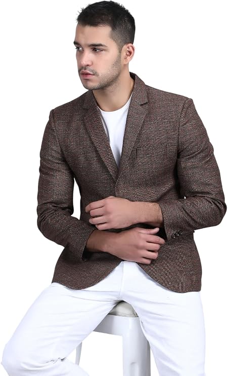 Mens Herringbone 2 Buttons Tweed Retro Checks Vintage Style Notch Lapel Wool Blend Tailored Fit Blazers