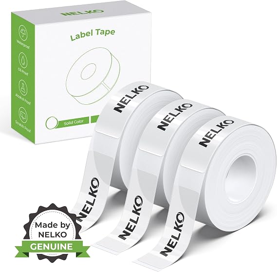 NELKO Genuine P21 Label Maker Tape,14x40mm, 3-Roll, Transparent