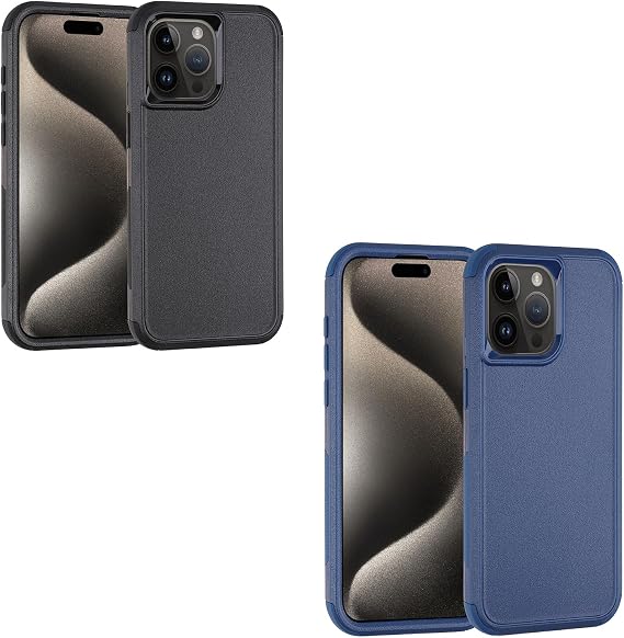 Co-Goldguard 2PCS iPhone 15 Pro Max Case Heavy Duty 3-Layer Rugged Protection, Shockproof Protective Tough Phone Cover 6.7 Inch