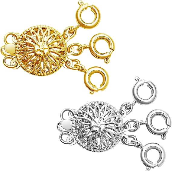 Necklace Layering Clasps,Multi-Strand Necklace Clasps, Gold and Silver Connectors for Layered Look (3gold+3silver)