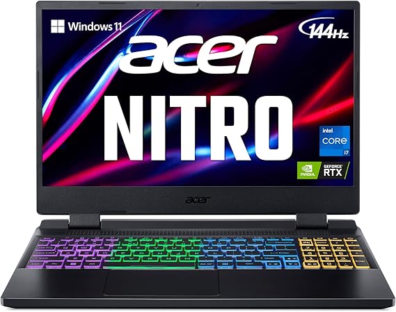 acer Nitro 5 AN515-58-725A Gaming Laptop | Intel Core i7-12700H | NVIDIA GeForce RTX 3060 Laptop GPU | 15.6" FHD 144Hz 3ms IPS Display | 16GB DDR4 | 512GB Gen 4 SSD | Killer Wi-Fi 6 | RGB Keyboard