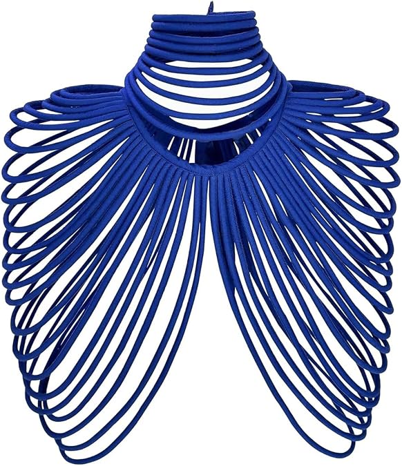 HollandaisWax African Ankara Handmade Necklace for Women Multi Strand Fabric Shawl Exotic Necklace and Short Choker 2 Pieces SP026