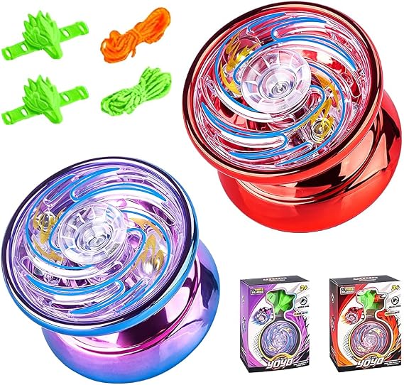 Light Up Yoyo, 2 Pack Magic YoYo with Red Purple Glow Lights, Responsive Ball Bearing Yo Yo for Tricks & Fun, Beginner Friendly, for Beginner Gifts, Party Favors
