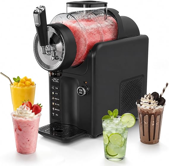 Ice Cream Machine, Slushie Machine for Home - Slushy Machine Maker No Ice Needed Self Cleaning, 5 Preset for Soft Serve Ice Cream, Slushie, Margarita, Frappés, Milkshake Black-NoHolder