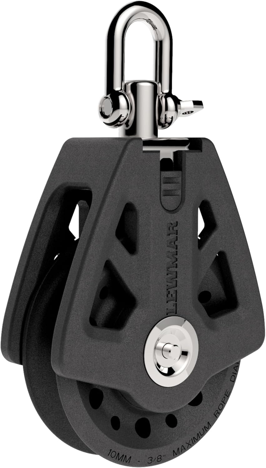 Lewmar 50mm Synchro Block Single, 990 lb Working Load Limit, Accommodates 14 - 38 Lines, High-Density Free-Spin Bearing, Traveler Compatible - 29925001BK