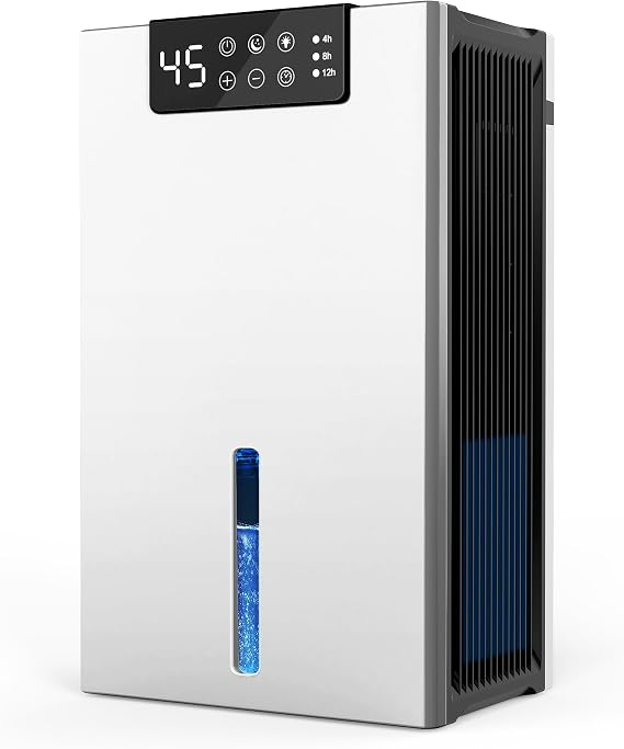 Dehumidifier, Dehumidifiers for Home(1000sq.ft), 98 OZ Dehumidifier Washable Air Filter, Dehumidifiers for Basement with Drain Hose, Auto Shut Off, Timer Setting, Humidity Display, Silver
