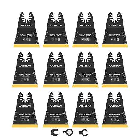 AMZBSAW 12PCS 68MM Titanium Oscillating Blades for Metal, Wood & Plastic