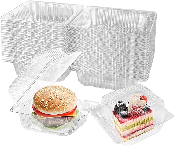 100pcs Cake Slice Boxes for Portions, Individual Cake Containers with Lids
