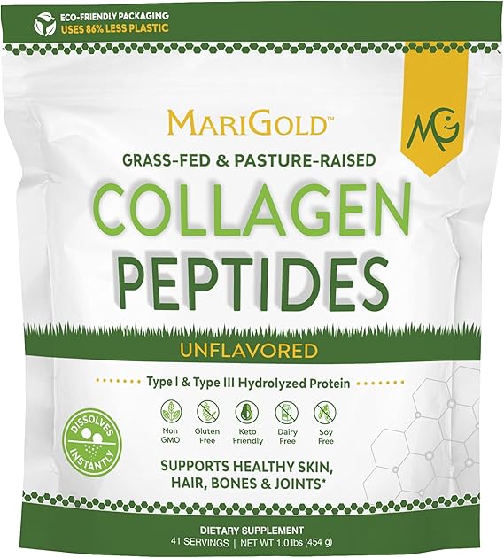 MariGold Grass-fed Collagen Peptides Powder, Unflavored - 1lb Bag