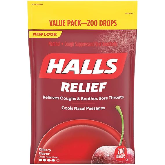 Halls Triple Soothing Action, Cherry, 200 Drops