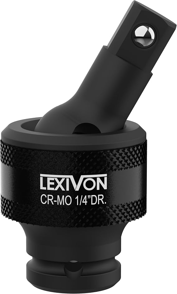 LEXIVON Impact Universal Joint Swivel Socket Adapter, Cr-Mo, 1/4 Inch Drive