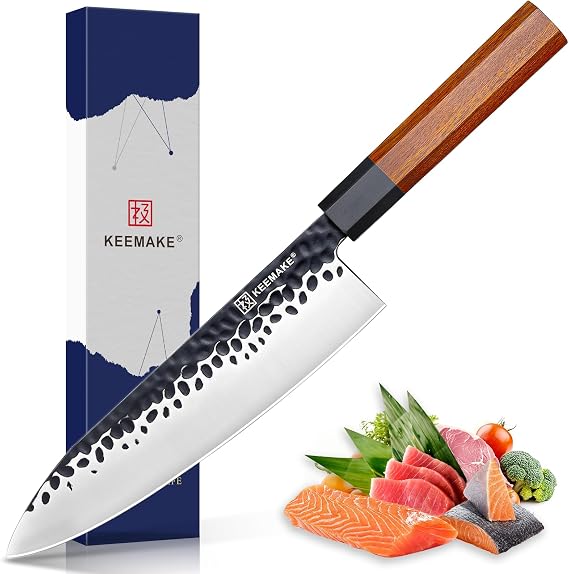 KEEMAKE 8 Inch Chef Knife, Japanese Hand Forged