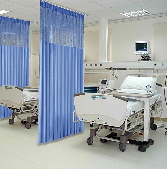 Frelement Pinch Pleat Medical Curtain Privacy Room Divider Drapes for Hospital, Medical Clinic, SPA, Lab, Office, Nursery, 60W x 84L inches, Azure Blue, 1 Panel (Not Included Track Hardware)
