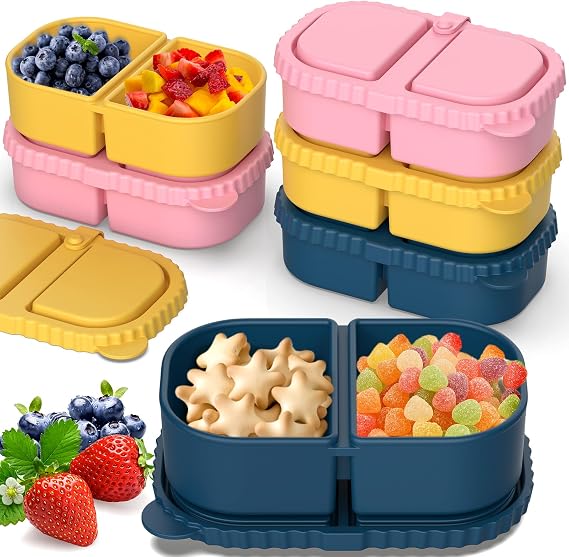 ICEROYCE 6 Pack Silicone Snack Containers with Lids