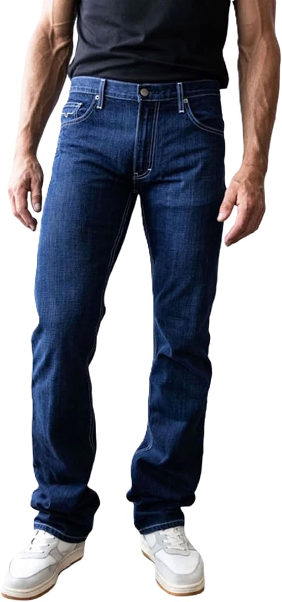 Kimes Ranch Men's Thomas Casual Western Cowboy Mid-Low Rise Straight Fit & Straight Boot Leg Denim Jeans