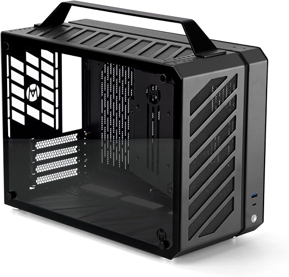 Mechanical Master C+Max Desktop Compact with Handle - MATX case,specially designed for longer GPUs, supporting 240 AIO and ATX14cm/SFX PSU, Multi-Function Bracket (HDD/Fan) (Elegant Black)
