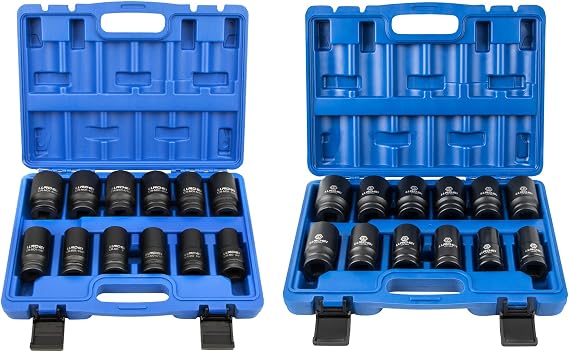 LLNDEI 24PCS 3/4-inch Drive Impact Socket Set Metric & SAE