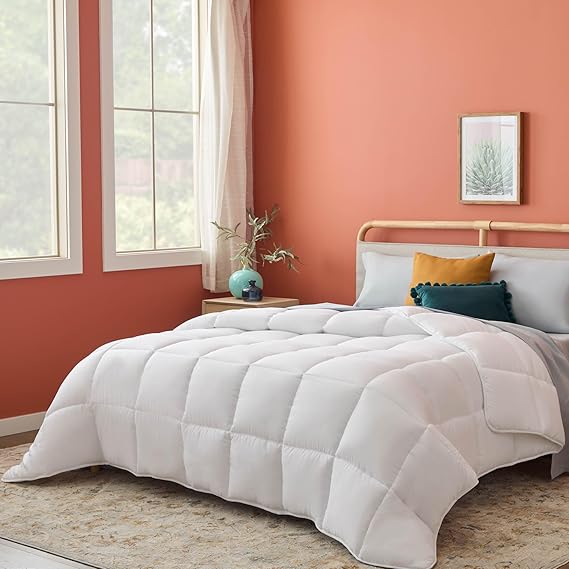 Linenspa White Down Alternative Comforter and Duvet Insert, for Twin XL Size Bed All-Season Comforter with Box Stitch and 8 Duvet Loops Bedding for Kids, Teens, and Adults