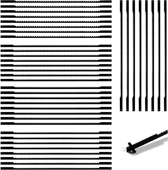 40 PCS Scroll Saw Blades Set, 10/15/18/20/24 Teeth Carbon Steel Coping Saw Blade, Pinned Scroll Saw Blade, for Sawing Wood, Plastic, Foam, Soft