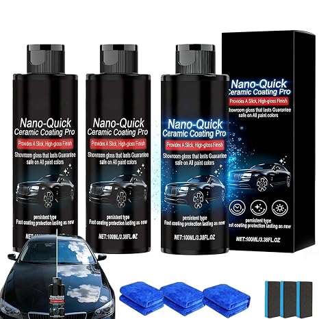 Zykr Nano Quick Coat Restore - Nano Quick Ceramic Coating Pro for Automobiles, Quick Effect Coating Agent for Cars, Waterless Car Wash 3 in 1 High Protection Car Coating Sprays (3 Set)