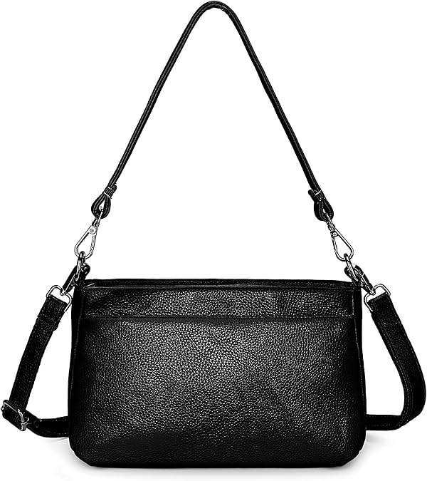 YALUXE Women's Real Leather Shoulder Bag Medium Size Handbag Purse with Multi Zip Pockets