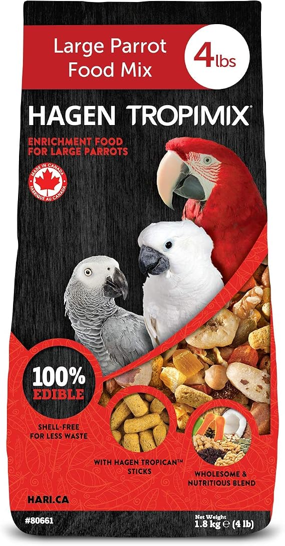 Hari Tropimix Bird Food, Hagen Large Parrot Food with Seeds, 4 lb Bag