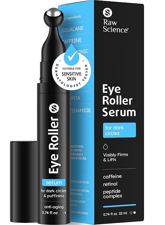 Eye Serum for Puffy Eyes & Dark Circles Under Eye Treatment, Caffeine, Niacinamide, Hyaluronic Acid, Retinol, Instant Moisturizer instead Eye Cream, Under Eye Bags & Puffiness, Eye Skin Care, 0.74 OZ