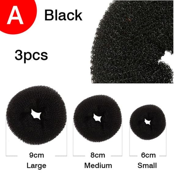Magic Blonde Donut Women Hair Ring Bun Former Shaper Hair (Black)