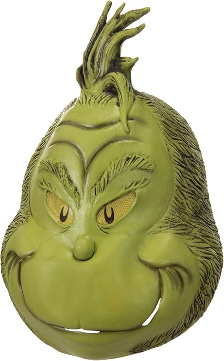 Deluxe Dr. Seuss The Grinch Costume Mask for Adults - Full Head Latex Character Mask, Mesh Eyes & Mouth Slits