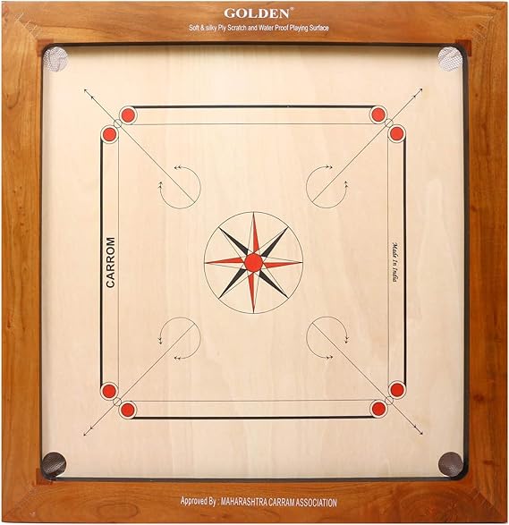 KNK Golden Carrom Board Antique Indoor Game Approved by Carrom Federation (16mm, Champion)