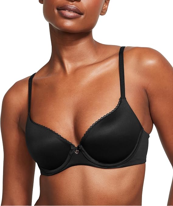Victoria's Secret Everyday Comfort T Shirt Demi Bra, Smoothing, Bras for Women, Body by Victoria, Black Smooth 34A