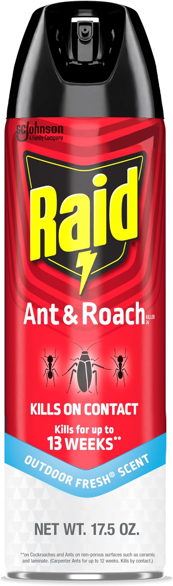 Raid Ant & Roach Killer Spray For Listed Bugs, Keeps Killing for 13 Weeks, Outdoor Fresh Scent, 17.5 oz