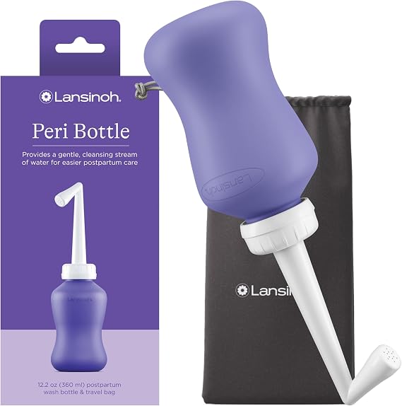 Lansinoh Upside Down Peri Bottle, 12.2 Ounce | Postpartum Care, Gentle Cleansing