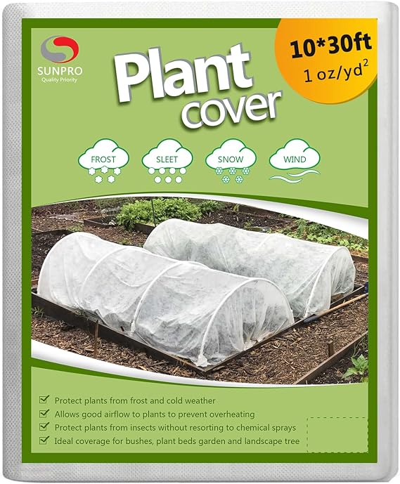 Plant Covers Freeze Protection, 10ft x 30ft 1.0oz/yd2 Reusable Floating Row Cover, Frost Cloth for Outdoor Plants, Breathable Frost Blanket for Winter Cold Weather & Pest Protection
