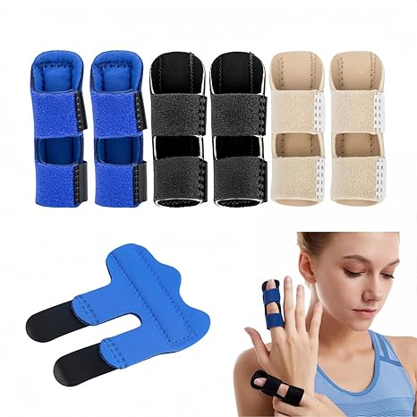 qixiang 6pcs Finger Splints For Arthritis，Thumb Splint for Straighten Broken Bent Fingers,Arthritis Pain Relieve,Adjustable & Breathable（Blue+Skin color+Black）