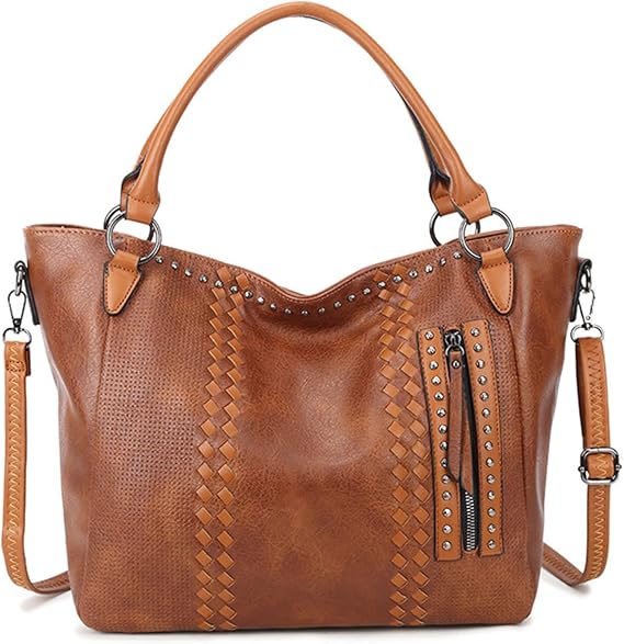 Fashion Tote Bag Women Handbag Shoulder Bag Ladies Crossbody Bag Large Top-handle Bag PU Leather Messenger Bag Travel Work Dating Satchel Brown