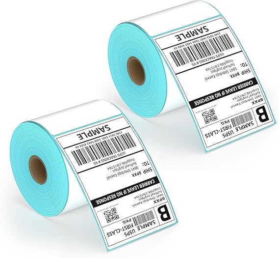 Shipping Label Printer Paper - Thermal Labels for 4x6 Shipping Label Printer, Thermal Labels Print Clearly, Strong Adhesive, Easy to Peel Backing Paper, 500 Labels/Roll, 2 Roll