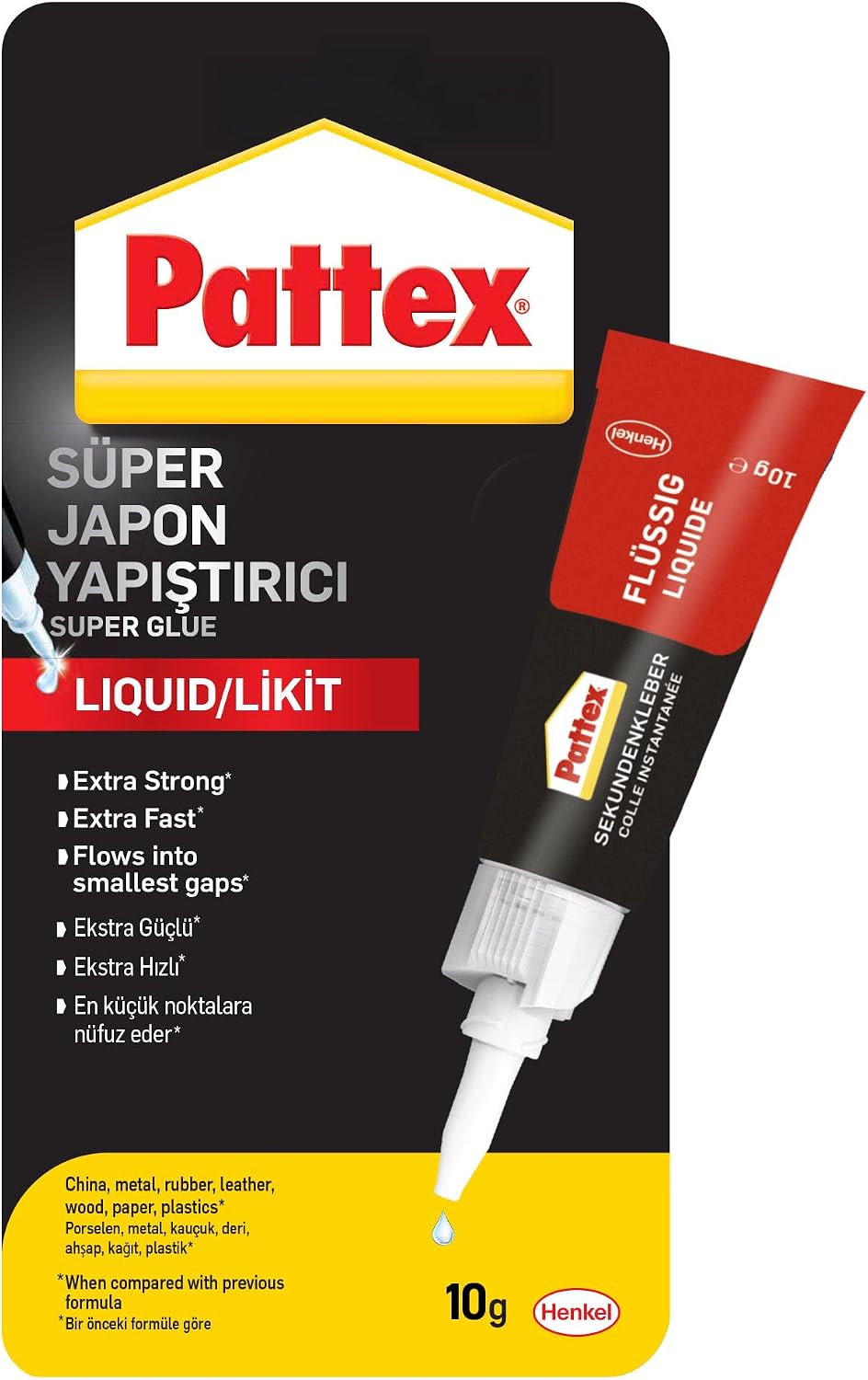 Pattex Super Adhesive, Multi-Purpose Strong Adhesive for Quality Repairs, Easy-to-Use Quick Adhesive with Special Cover, 1x10g
