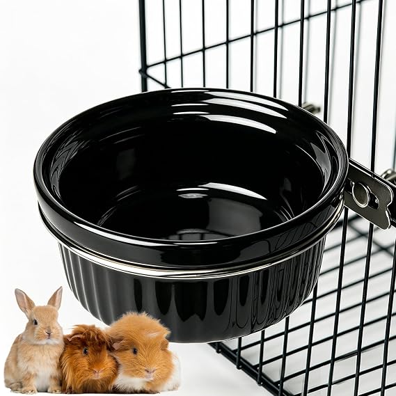 Rabbit Hanging Ceramic Bowl, Removable Cage Feeder Pet Food Water Bowl