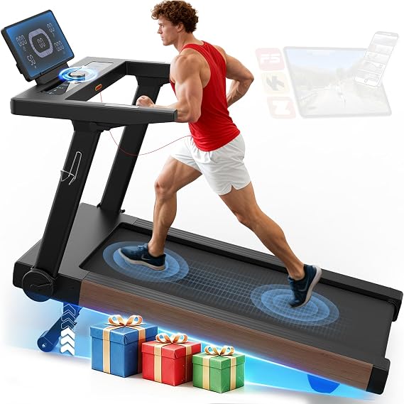 Treadmill for Home Foldable, 20% Auto Incline, Running Machine | 20km/h, 7HP, 180KG Weight Capacity, LED Display, Heart Rate Monitor, Bluetooth Speakers for Home Office Gym