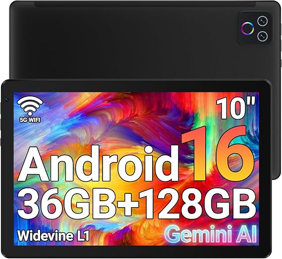 URAO Tablet,10.1" Android 16 Tablet Octa-core 36GB+128GB Dual Camera