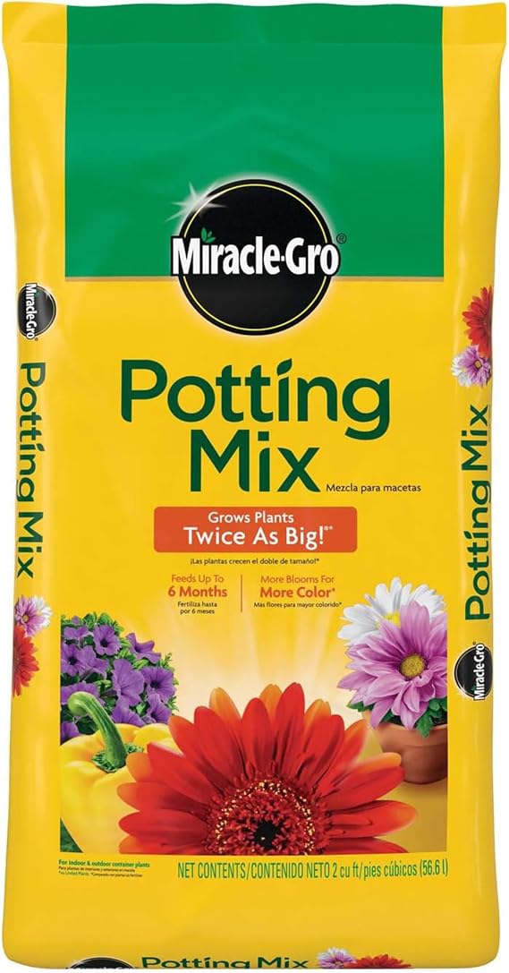 Miracle-Gro Potting Mix, For Container Plants, Flowers, Vegetables, Shrubs, Annuals, Perennials, Feeds up to 6 Months, 2 cu. ft.
