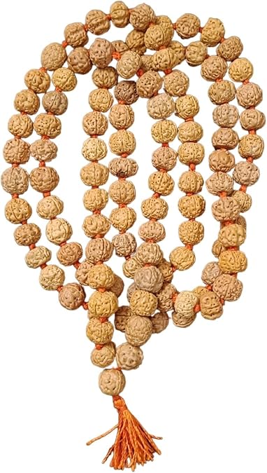NAISHA Certified 5 Mukhi Rudraksha Mala 10mm Natural Japa Prayer Beads