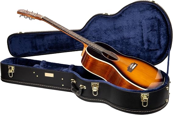 Crossrock Wooden Guitar Case for 14-Fret L-00, Martin CEO, Taylor GC, Yamaha AC/LS | Locking Latch, Storage Compartment Black (CRW620-L00BK)