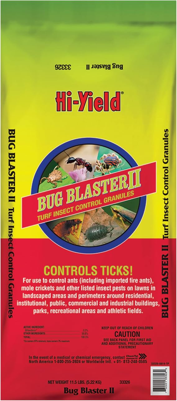 Hi-Yield (33326) Bug Blaster II Granules, 11.5 lbs | Bifenthrin granules - 11.5 lb broadcast bag for broad-spectrum lawn & garden insect control - Lawn care users