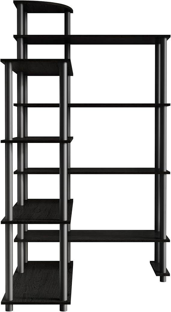 Modern L-Shape Multipurpose Shelf with Corner Storage Design, Modern Home Organizer, Black