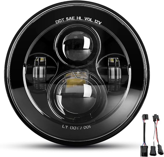 Dot Approved 7Inch Black LED Headlight Compatible with Motorcycle Tour,FLD,Softail Heritage,Street Glide,Road King,Electra Glide,Yamaha V-Star Road Star Wrangler