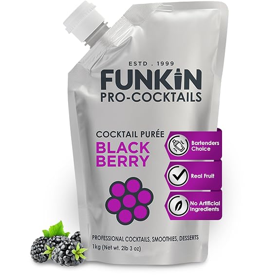 Funkin Fruit Puree | Real Fruit, Simple Ingredient, Natural Mixer for Cocktails, Drinks, Smoothies | Vegan, Non-GMO, Gluten-Free (2.2 lbs) (Blackberry)